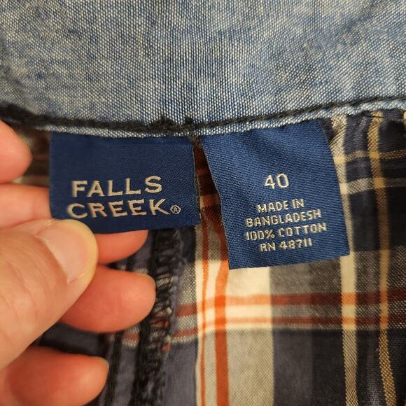 FALLS CREEK 100% Cotton Blue Red Plaid Cargo Utility Summer Beach Shorts Mens 40 - Picture 4 of 12